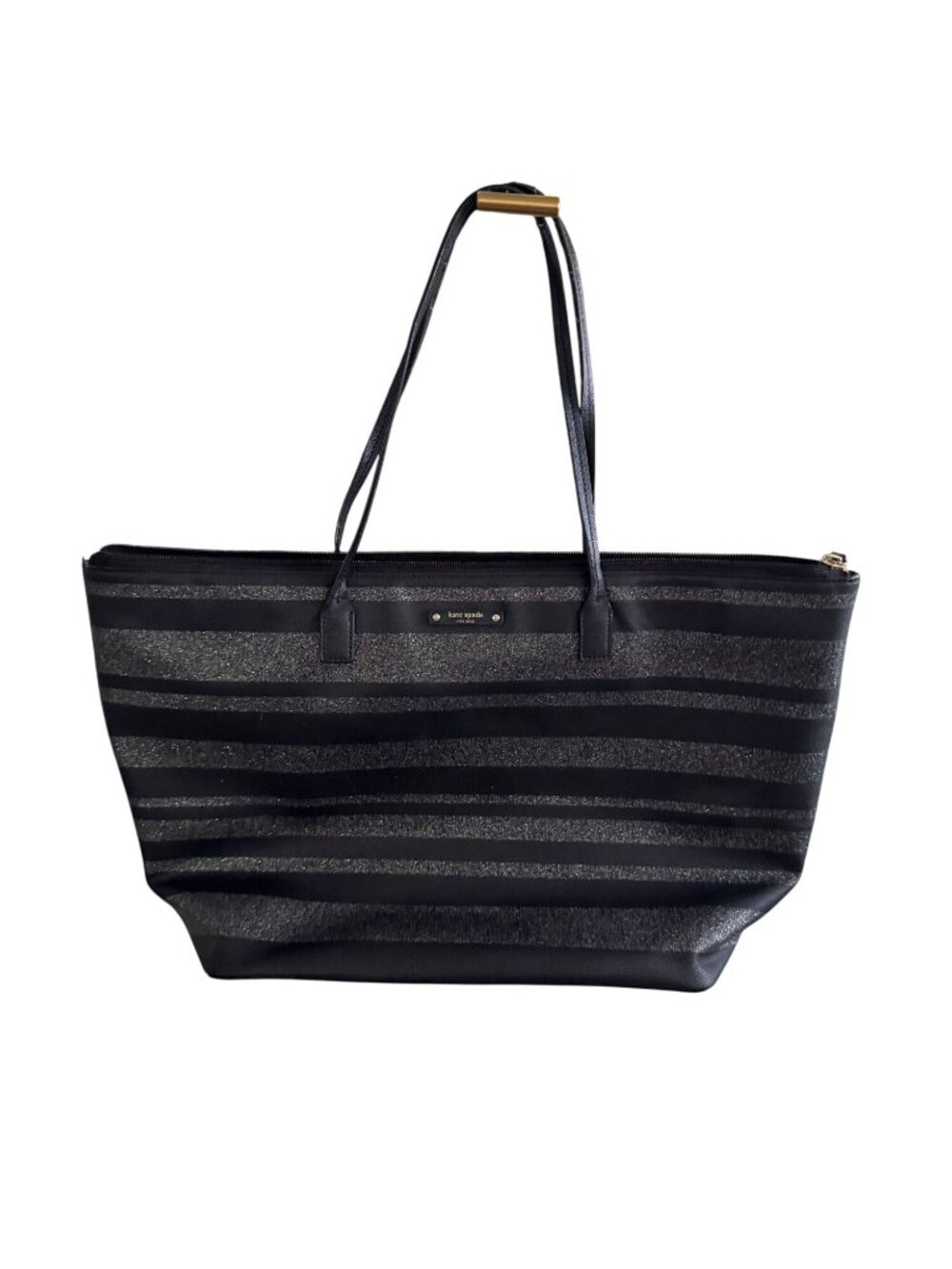 KATE SPADE Black Silver Saffiano Leather Glitter Tote Bag - Picture 5 of 13